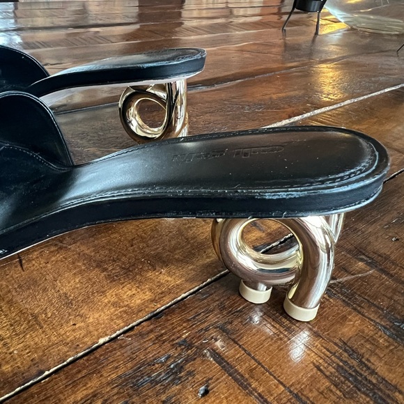 Cult Gaia Cora Black Sandals with Gold Heels, size 39 1/2 - Picture 5 of 12